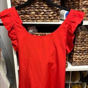 Red Ruffle Sleeve Top